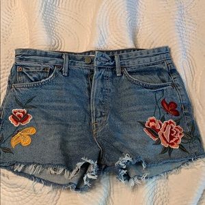 GRLFRND High Rise Embroidered Shorts